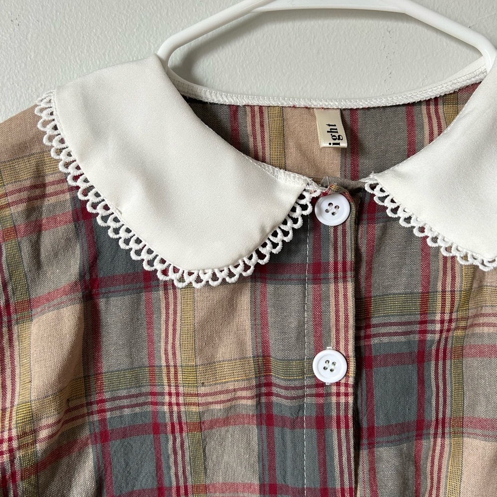 Vintage Look Half Button Plaid School Dress